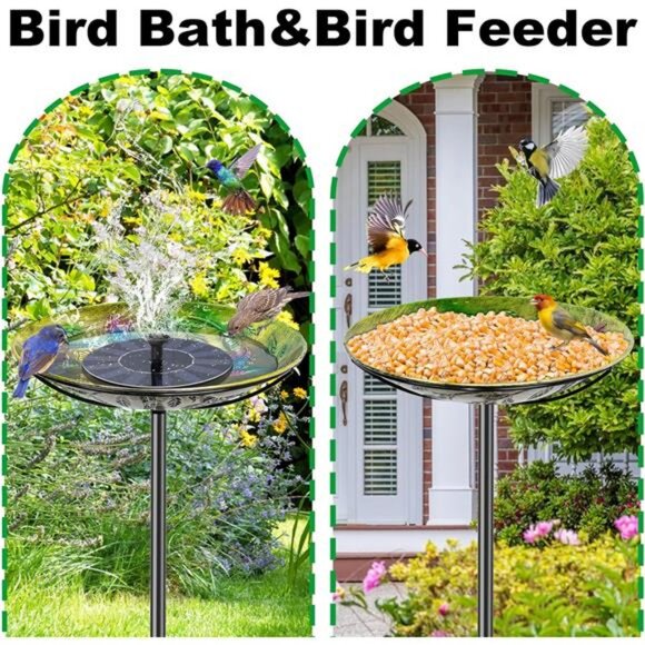 Metal Bird Bath for Outside, Vintage Freestanding Birdbaths & Birdfeeder - Picture 5 of 8